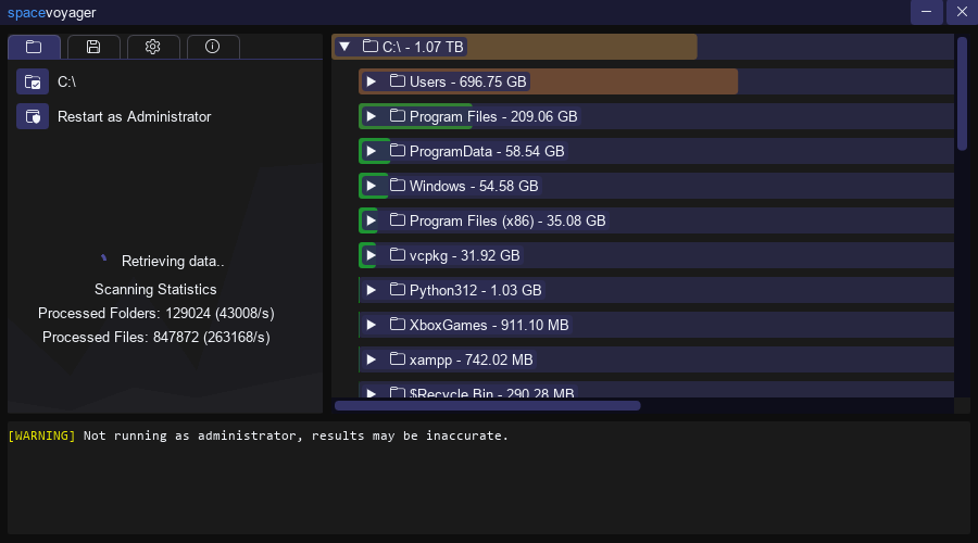 Screenshot of Space Voyager app window